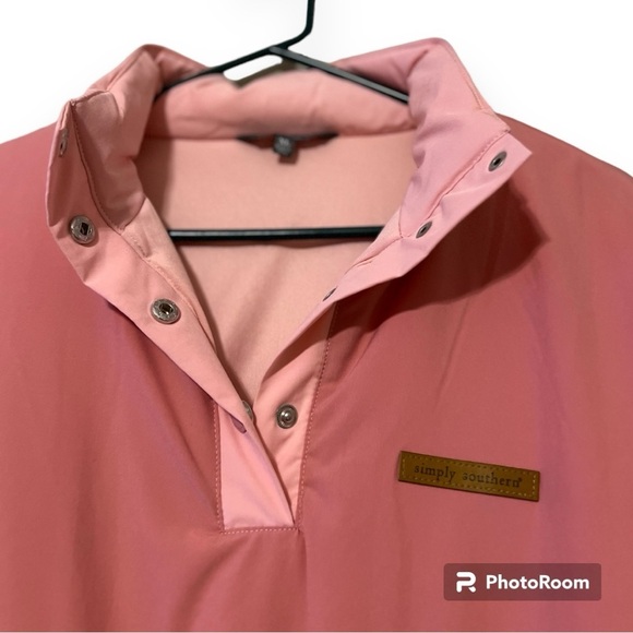 Simply Southern size XL 1/4 snap pink pullover two toned chest panel draw string - Picture 4 of 15